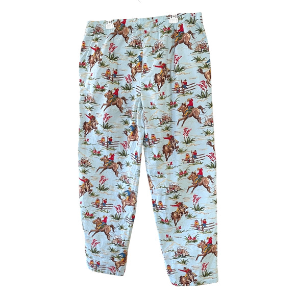 THE CAT'S PAJAMAS Men's Size XL Blue Cowboy Western Print Drawstring Waist Pants - Picture 9 of 9